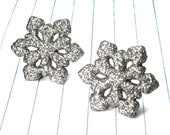 Silver snowflake earrings - snowflake studs - snowflake jewelry - christmas earrings - silver earrings - silver studs - silver jewelry