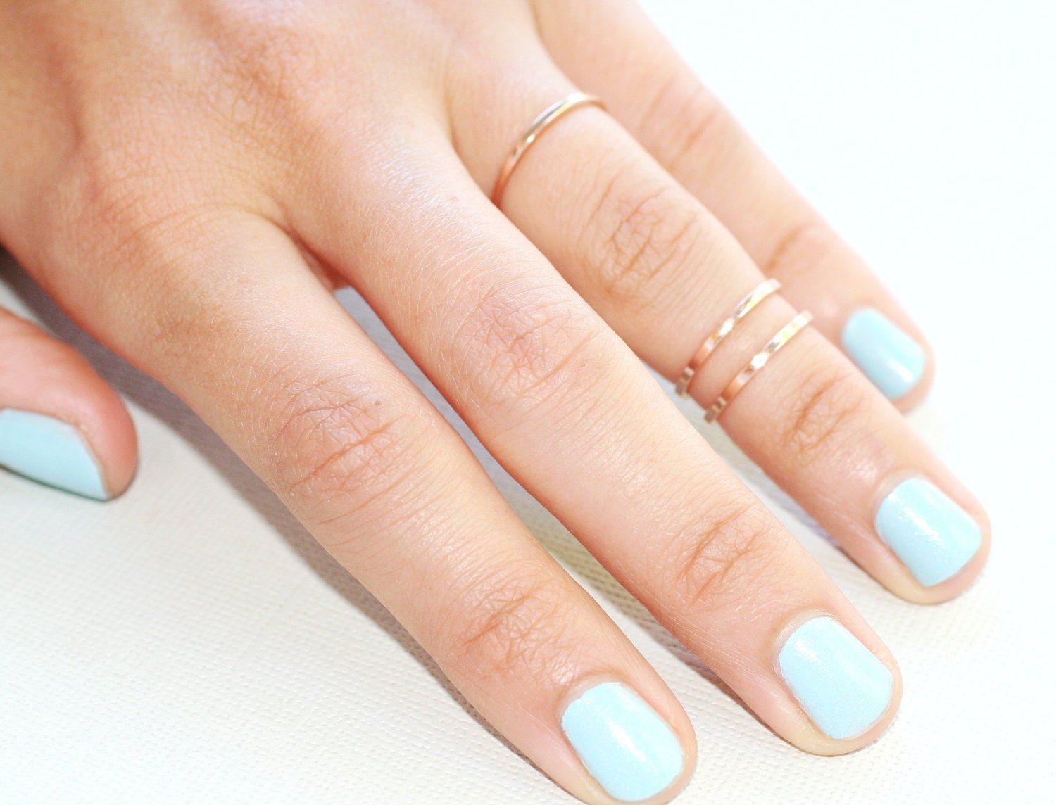Set of 3 Rings - Rose Halo Rings - 925 Sterling Silver