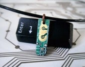 Circuit Board Necklace - Green Rectangle - Cyborg Series