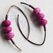 Dyed Purple Howlite Gemstone Antique Bronze Plated Wire Hoop Earrings