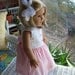 American Girl Doll Clothes 18 inch doll dress. Pink and white dress and satin slip.