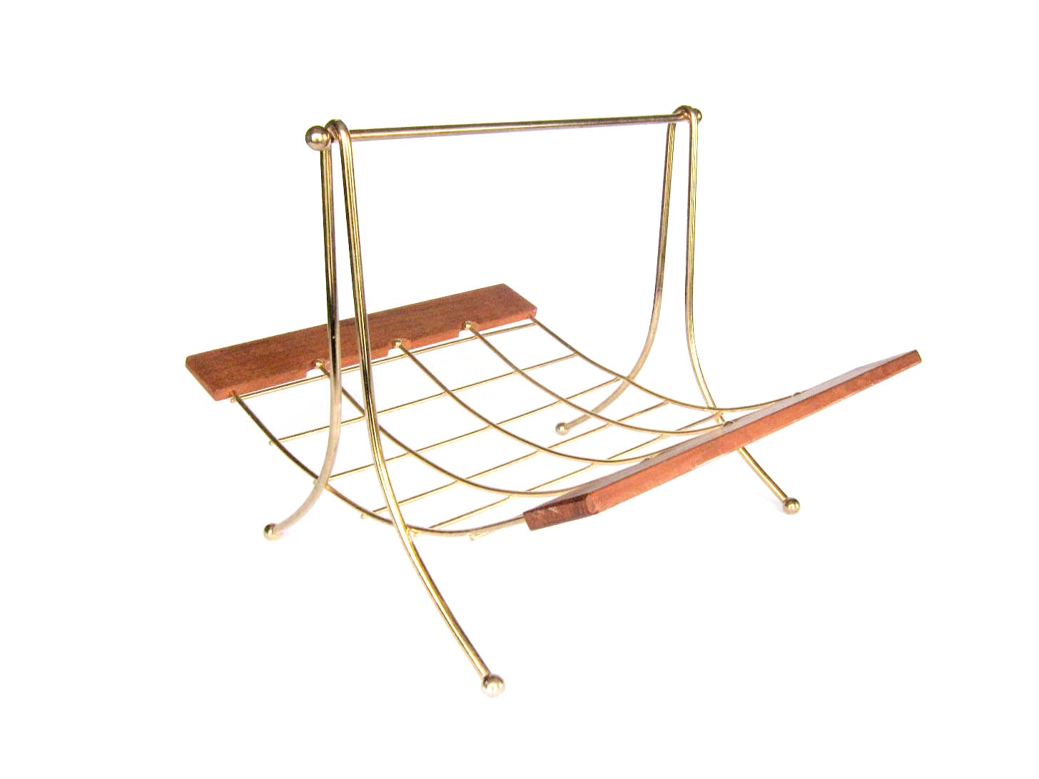 Vintage Magazine Rack with Wood and Metal