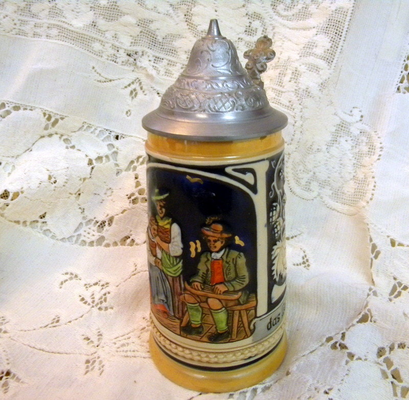West German beer stein with lid and hallmark by TreasuresFromTexas
