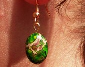 Imperial Jasper Earrings with Rose Gold Hooks