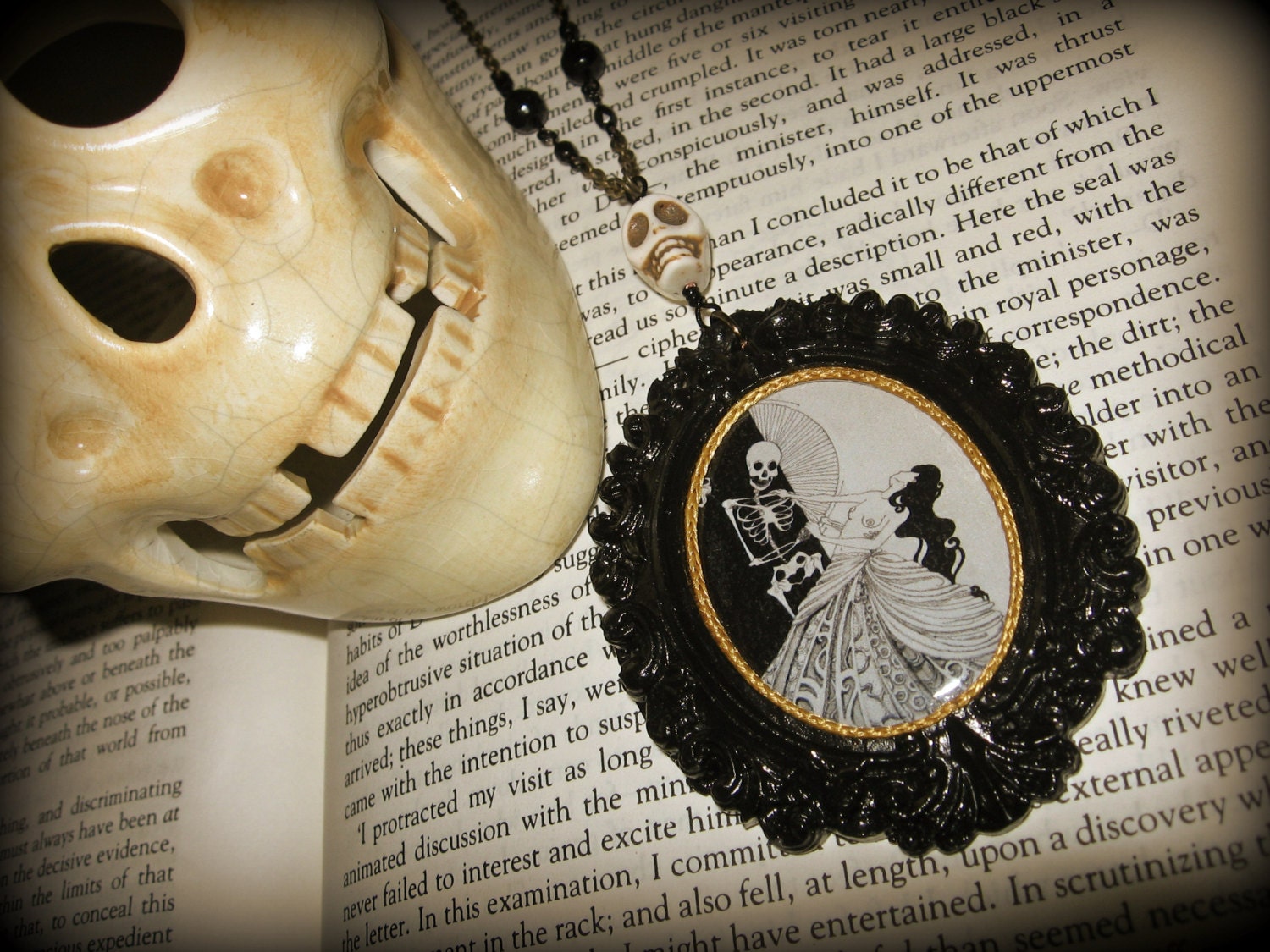 The danse macabre pendant portrait pendant necklace