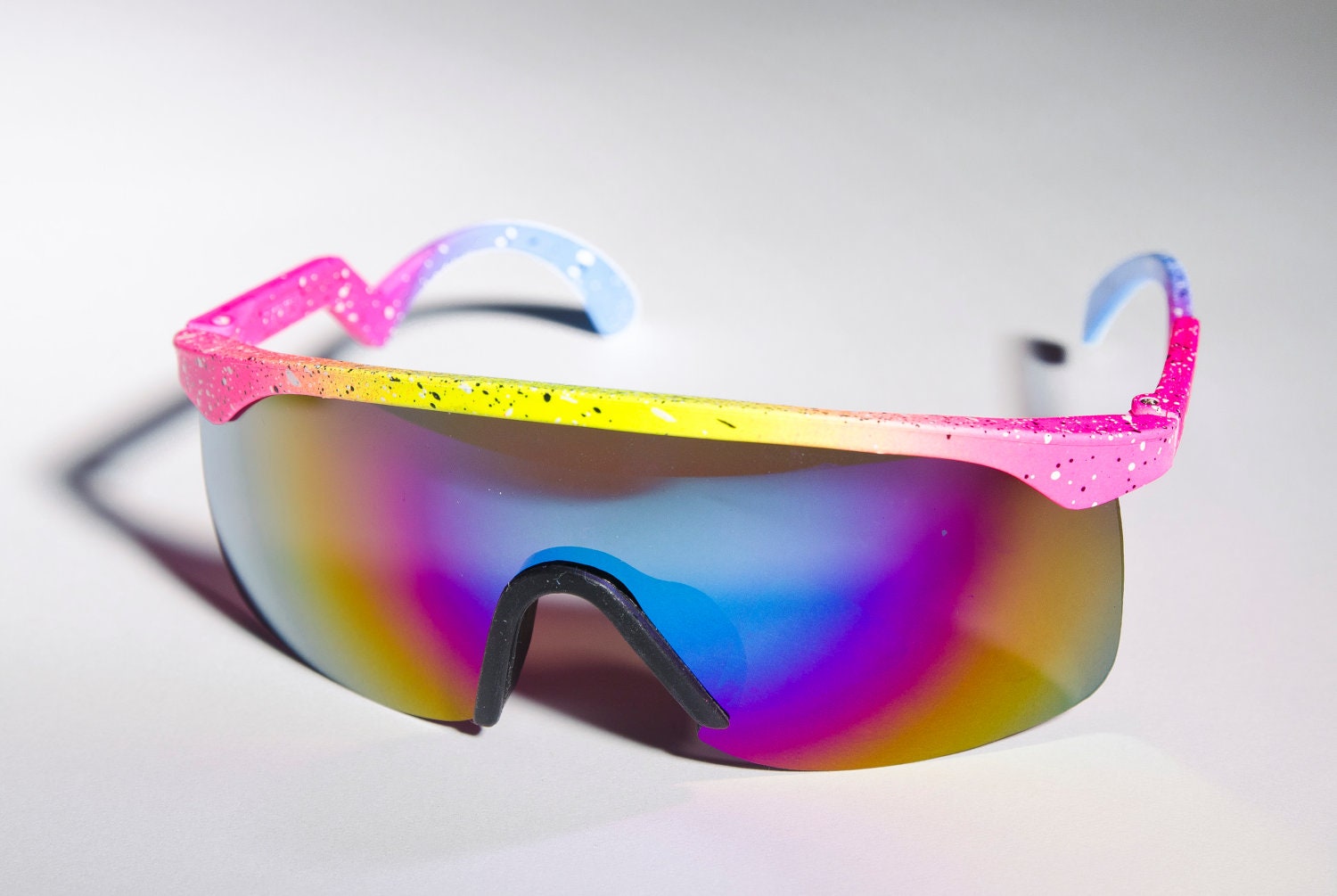 Bicycle Blaster Pink Yellow Mirror 80s Sunglasses A62