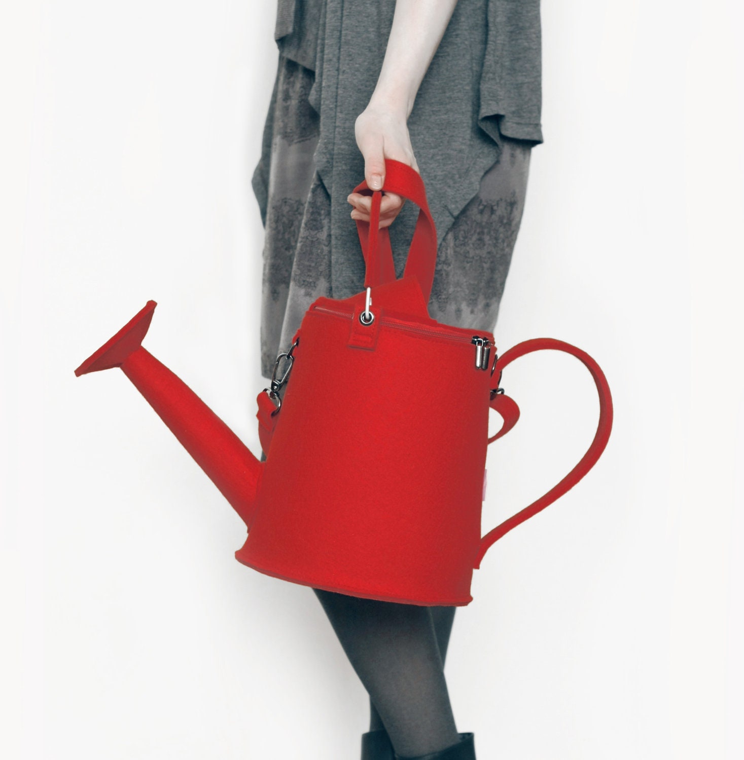 Red Felt Watering Can/ Watering Pot Bag