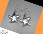 Silver Ghost Earrings on 925 Sterling Silver Hooks Spooky Geek Funky Unique Handmade Hook Style Earrings