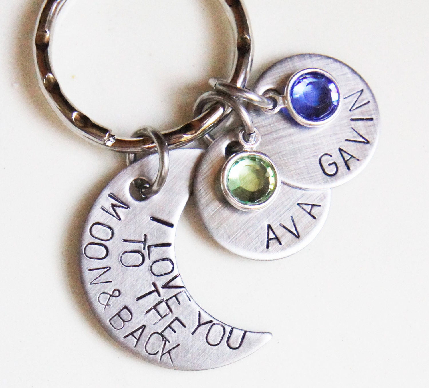 Personalized Mommys Keychain I Love You To The Moon And Back Birthstone Custom Name Keychain Gift for MomMothers Day