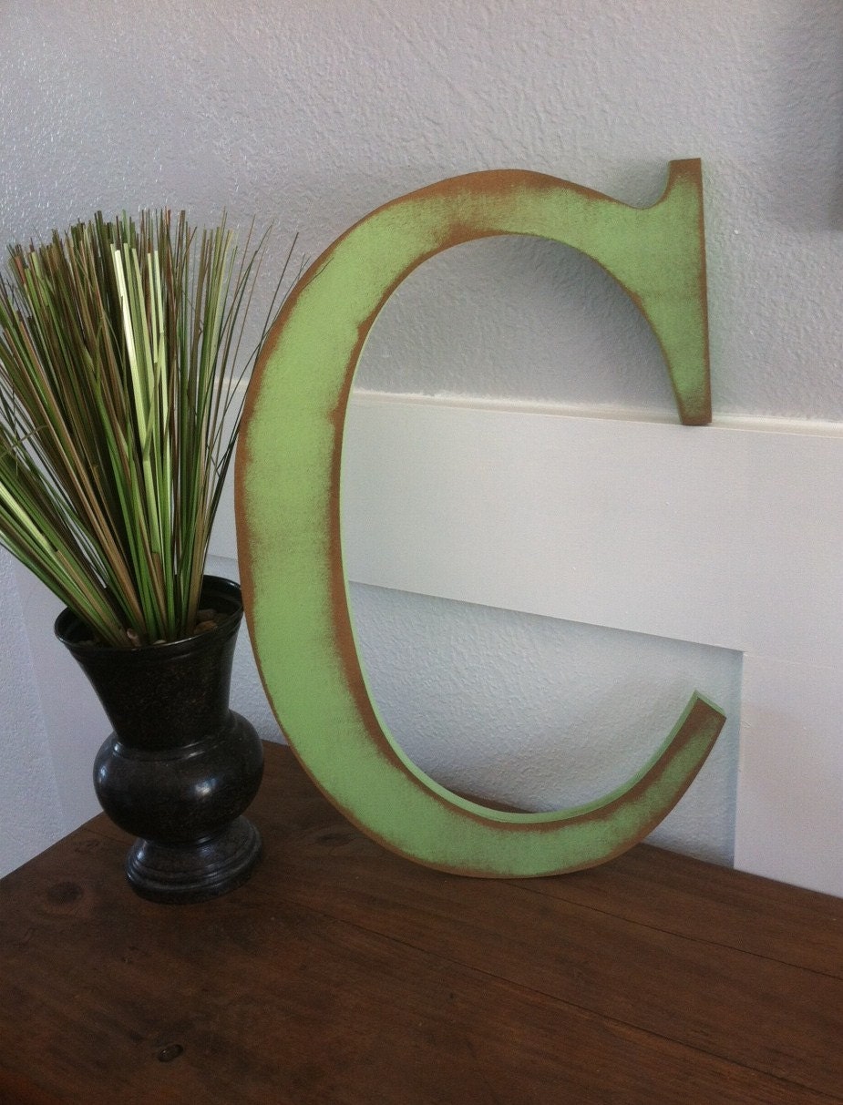 Extra Large 16" Rustic Spring Green Wooden Letters