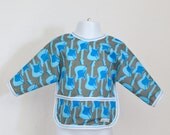 Shirt Saver Full Coverage Baby Bib With Long Sleeves and Pocket - Blue Guitars