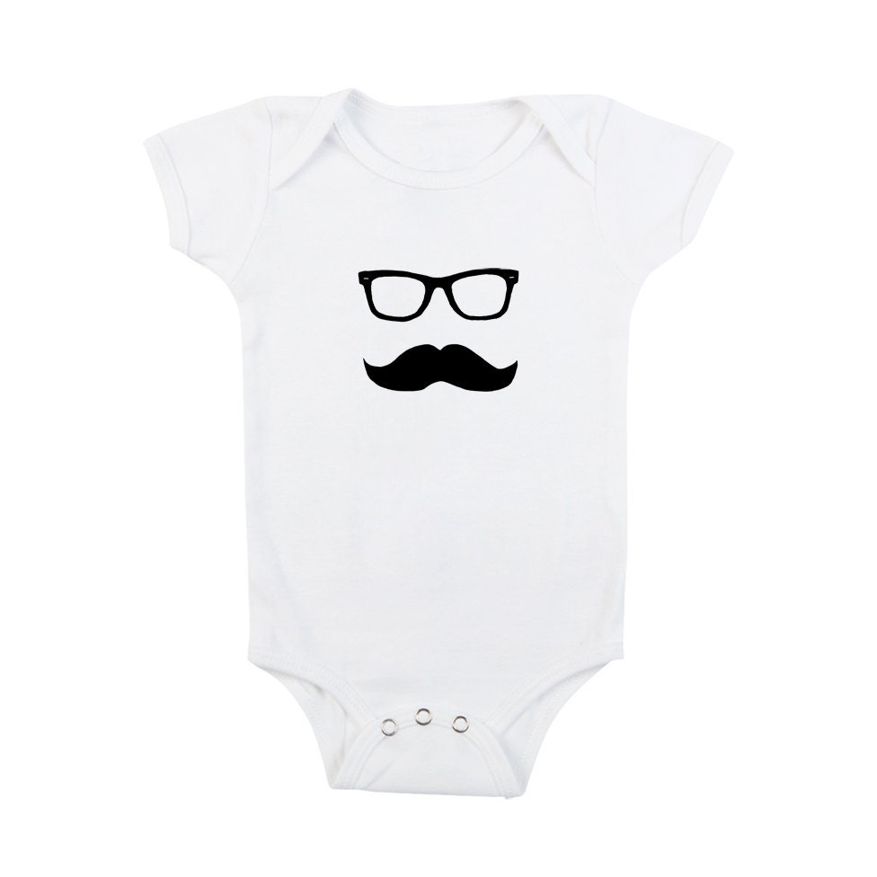 New Dad - Wayfarer Mustache - White -  Infant Baby Clothing Toddler Onesie Bodysuit (4 COLORS)