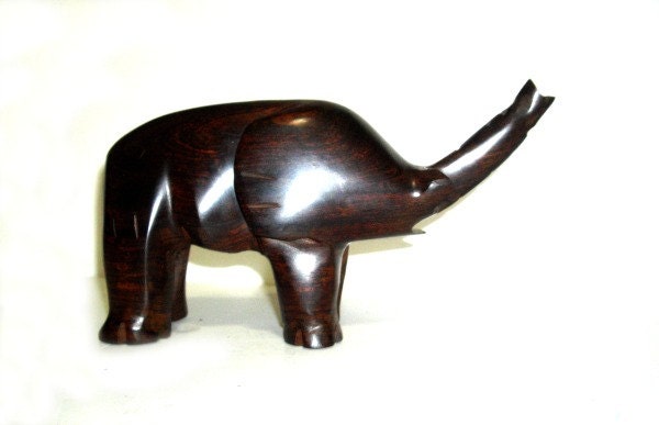 Wood Elephant Sculpture - Animal // Sculpture /// Art // African // Tribal