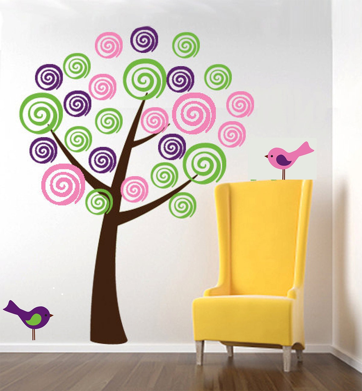 REUSABLE Swirl Circle Tree Wall Decal - SIX Feet High - T132swa