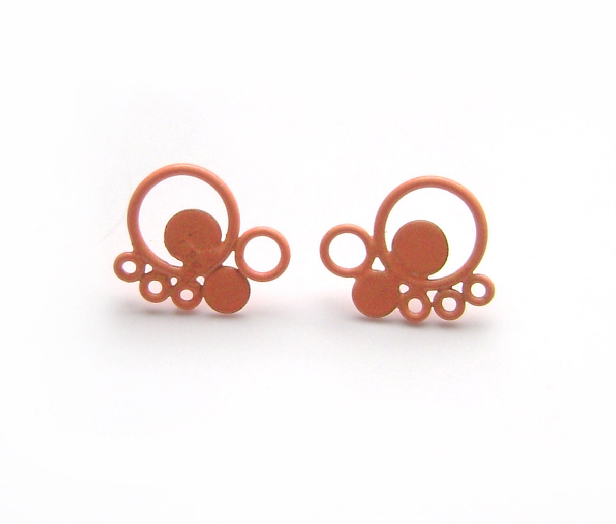 SALE 25% OFF post earrings, recycled copper electric wires, orange sorbet