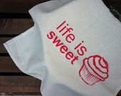 pink cupcake - cotton kitchen towel