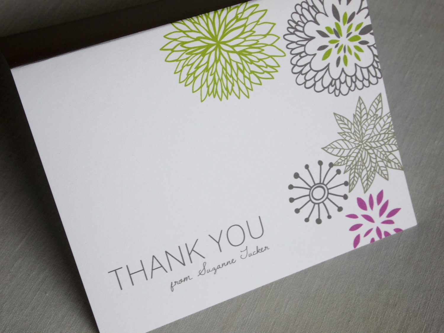 Whimsical Flower Personalized Thank You Cards for any occasion - 15 cards - Great gift for shower, wedding