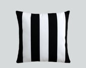 Cotton Black-White Throw pillow case with different stripes on each side, fits 18"x18" insert,  Cushion case, Toss pillow case.
