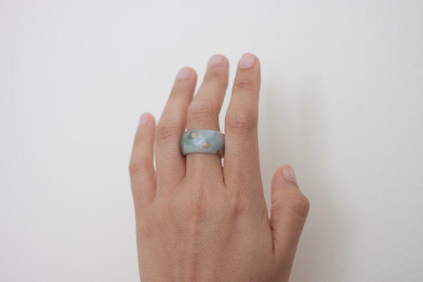 Polka Dot Jade Ring / jrdot3 / 7.5 US