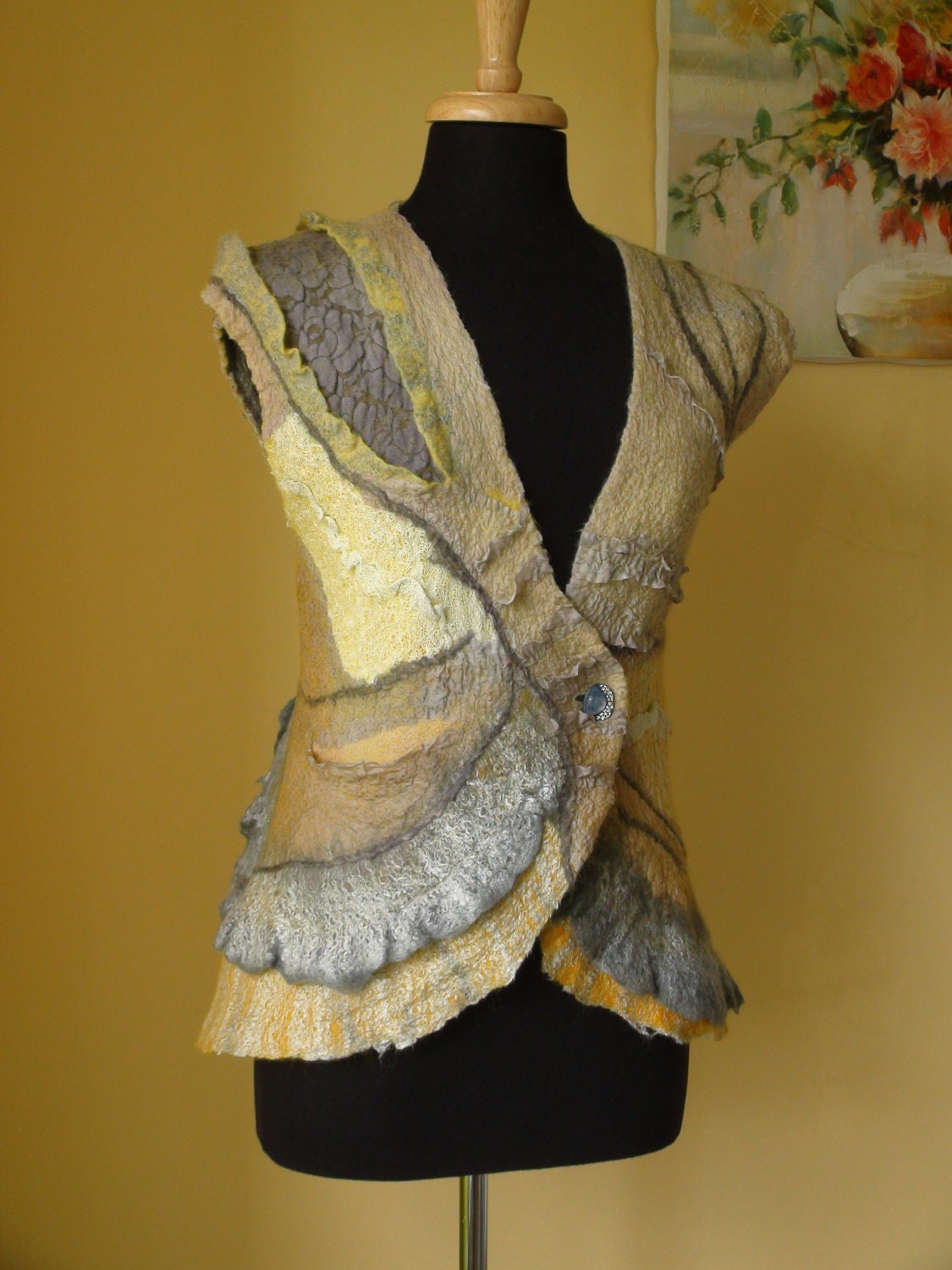 Nuno felted vest, wonderfully figure flattering