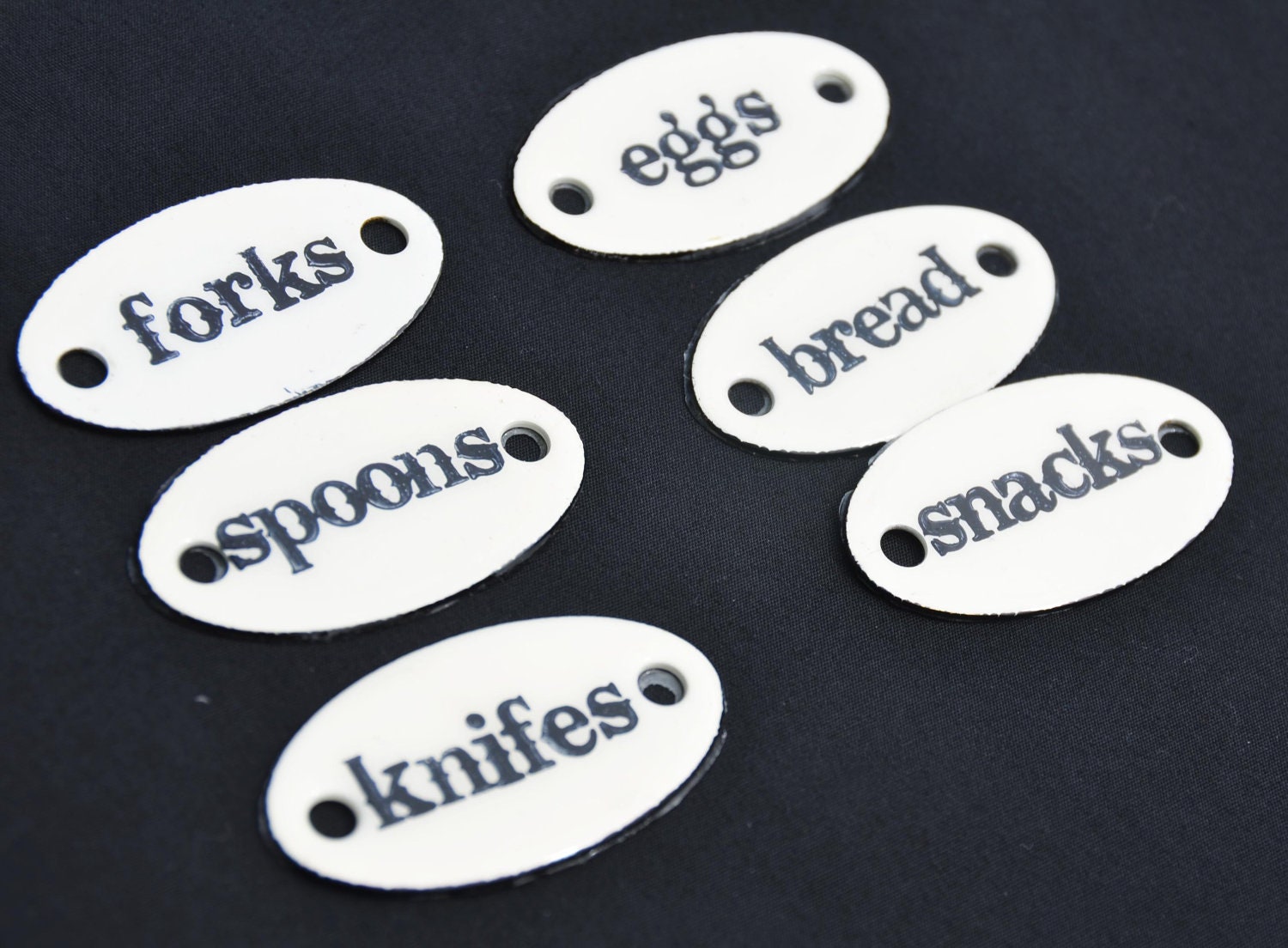 Custom Made French Enameled Tags, luggage tags, and labels