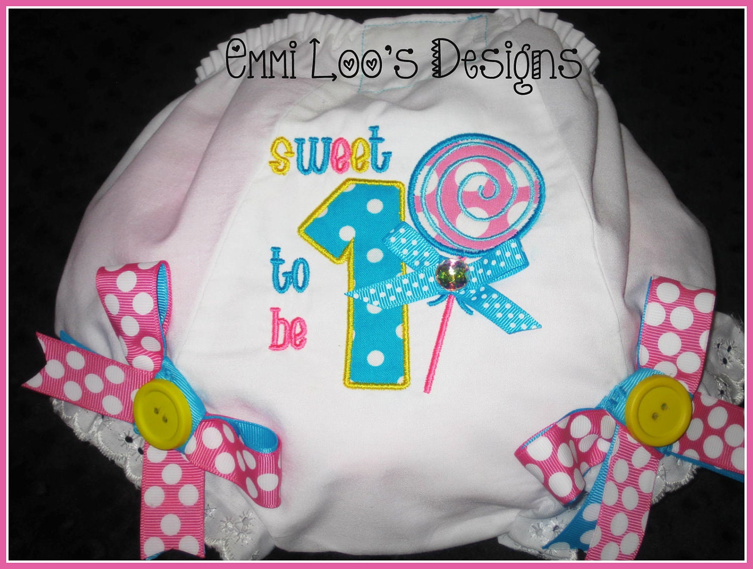 ADORABLE "Sweet To Be One" Birthday Bloomers with Precious Polka Dot Bows