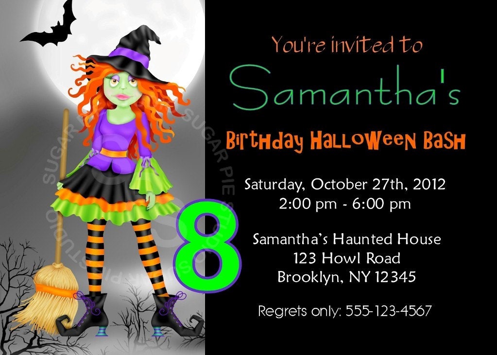 Printable Halloween Birthday party, Invitation Custom Personalized Digital File, DIY Printable