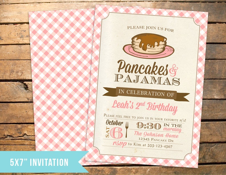 Pancakes and PJs Pajamas Birthday Invitation