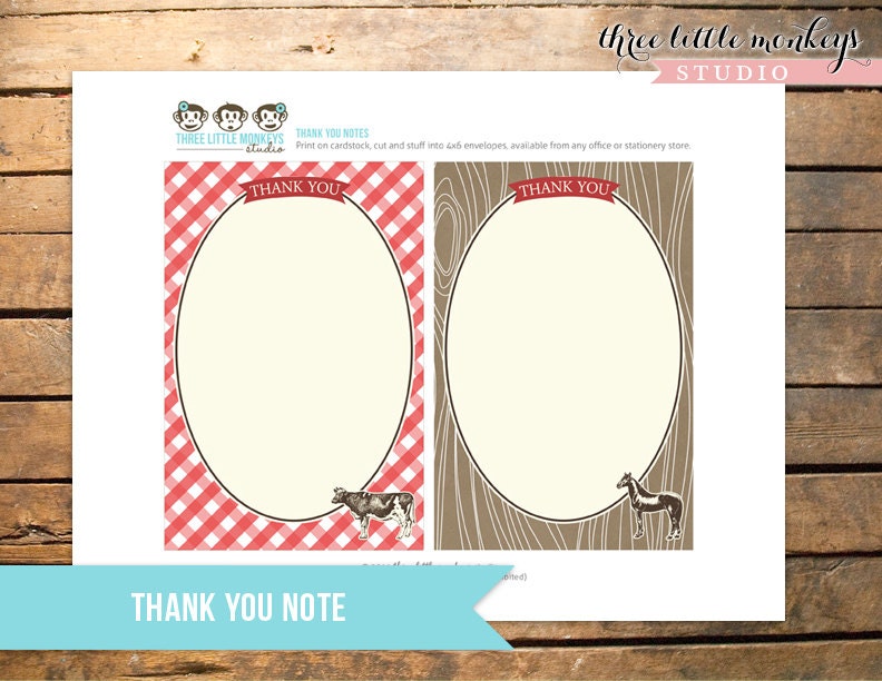 Vintage Barnyard Bash Thank You Note Il_170x135
