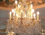 Vintage Brass and Crystal Chandelier