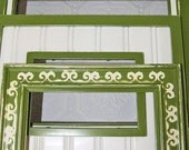 Shabby Chic Filigree Hand Painted Green Distressed Frame Set