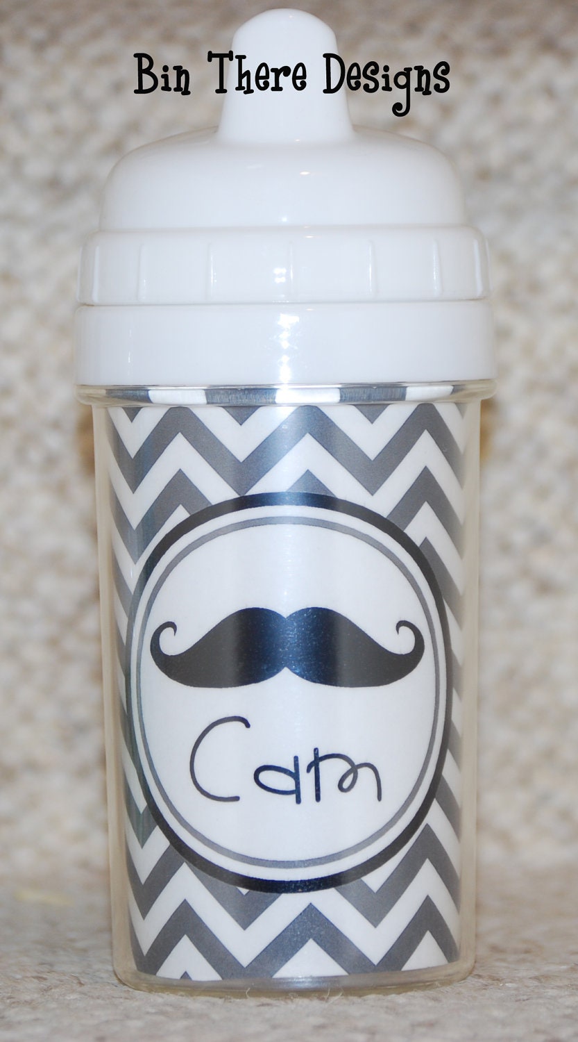 Personalized Spill Proof Sippy Cup - Mustache