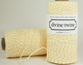 YELLOW Bakers Twine- Yellow Twine and White Stripes Cotton String 240 Yards