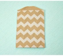 Kraft Paper Brown and White Chevron Gift Bags, School, Lunch, Wedding, Baby Shower, Parties, 24ct Kraft Paper Chevron Gift Bags
