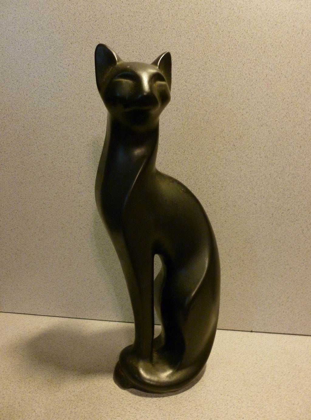 black cat ceramic statue