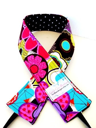 Designer Camera Strap...Reversible Bright Floral Noir...Great Gift Idea