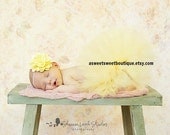 Sweet Buttercream Baby Couture Tutu Boutique Style Custom Made With Matching Flower Headband Beautiful Newborn Photo Prop