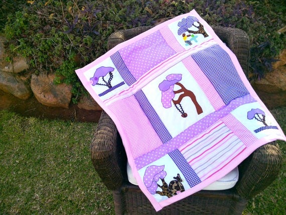 Handmade Quilt for Baby Bed or Wall Hanging, African Jacaranda Design