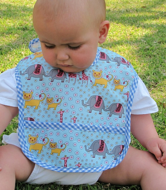 Wipeable Baby Pocket Bib, African Animal Print