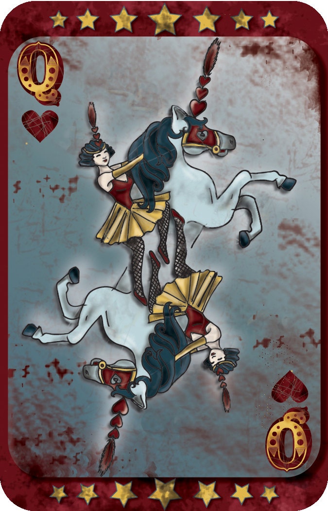 Queen of Hearts (4" x 6" print of retro circus playing card)