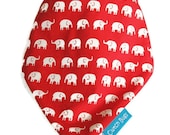 Bandana Bib with Organic Bamboo Terry and RED ELEPHANTS On PARADE - A Gender Neutral Baby Gift Idea by Cwtch Bugs