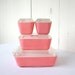 Vintage Pink Pyrex Refrigerator Set, Flamingo Pink, Pyrex Refrigerator Dish, Summertime, Summer Picnic, 8 Piece Set, 501 502 503