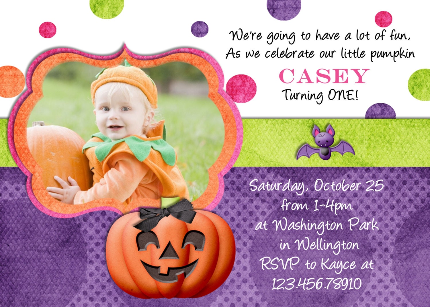 Halloween Birthday Invitation - Printable Custom Photocard Boy Girl Il_570xn