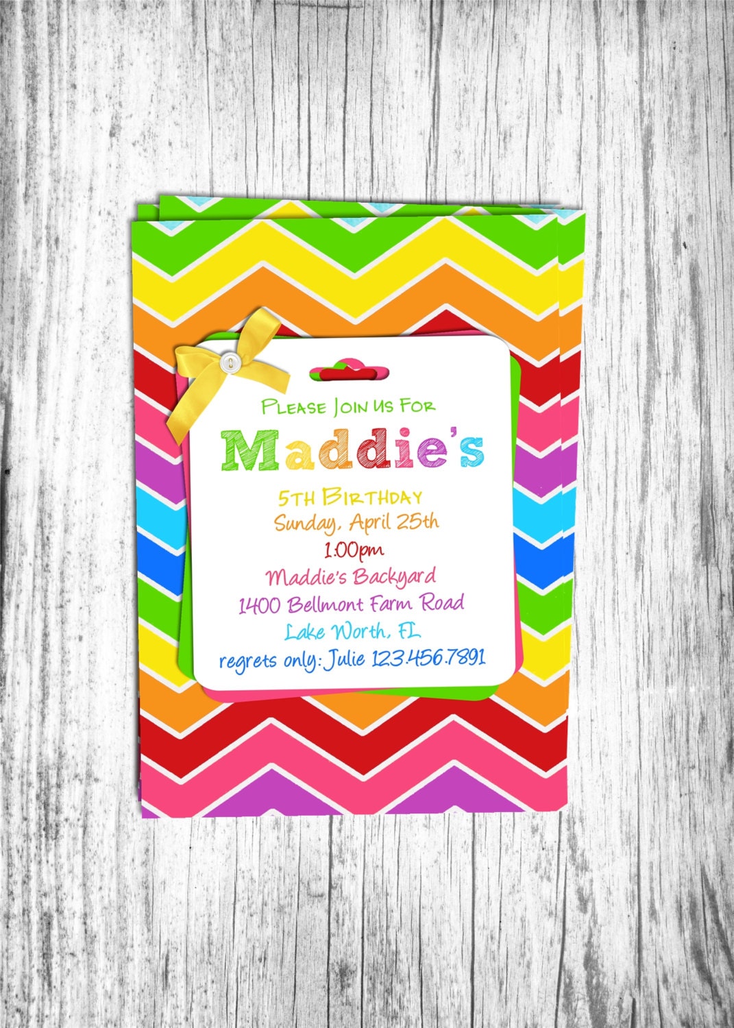 Bright Rainbow Birthday Invitation - Printable and Custom Invite Il_570xn