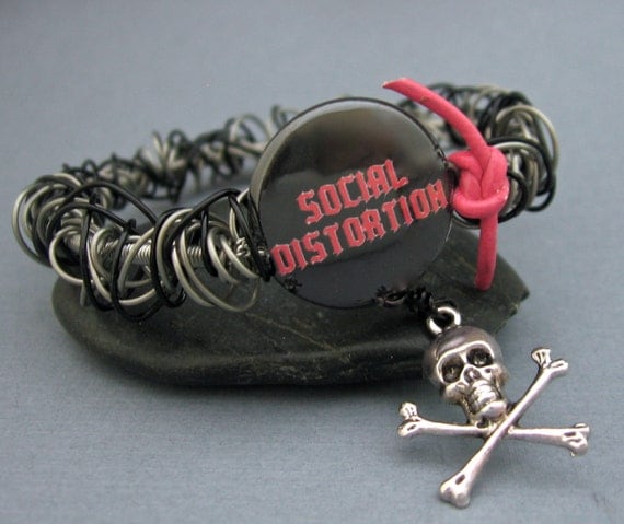 BALL AND CHAIN Social Distortion bass guitar string scribble bangle by ...