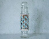 Retro Apothecary Jar - Turquoise and Gold Fleur De Lis