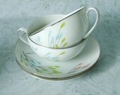 Wedding White Teacups and Saucers - Vintage 1960s Vita Craft Cups and Saucers - Tea Cups and Saucer Sets