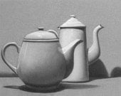 Hand made Pencil Graphite Drawing Still Life on 18x24" Bristol Paper Charcoal