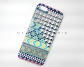 FREE Shipping US -- iPhone 5 Teal Green Tribal Aztec Silver Studded Hard Phone Case AT&T Verizon Sprint