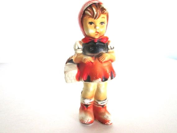 Vintage Kitsch Girl Figurine Red Figure Collectible